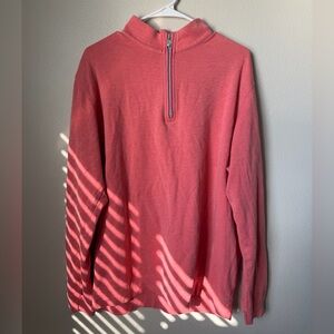 Peter Millar Men's XL Coral Pink Crown Comfort Quarter Zip Golf Pullover